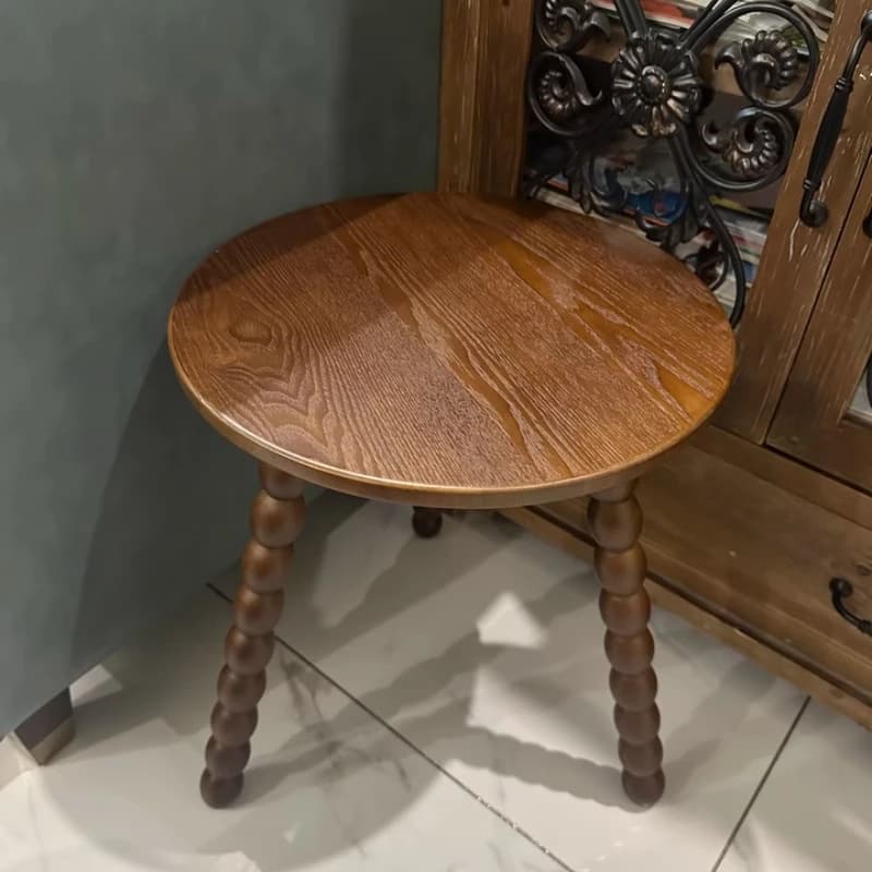 Mid-Century Coffee Table Small Round Side Tables for Sofa Rubber Wood End Tables Vintage Accent Table for Living Room Home Decor