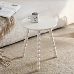 Mid-Century Coffee Table Small Round Side Tables for Sofa Rubber Wood End Tables Vintage Accent Table for Living Room Home Decor