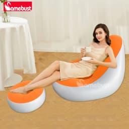 Camebsut Lazy Couch Sofas Inflatable Chair Foldable Recliner Outdoor Sofa Bed Footstool Portable Air Bed Lunch Lounge Chair