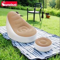 Camebsut Lazy Couch Sofas Inflatable Chair Foldable Recliner Outdoor Sofa Bed Footstool Portable Air Bed Lunch Lounge Chair