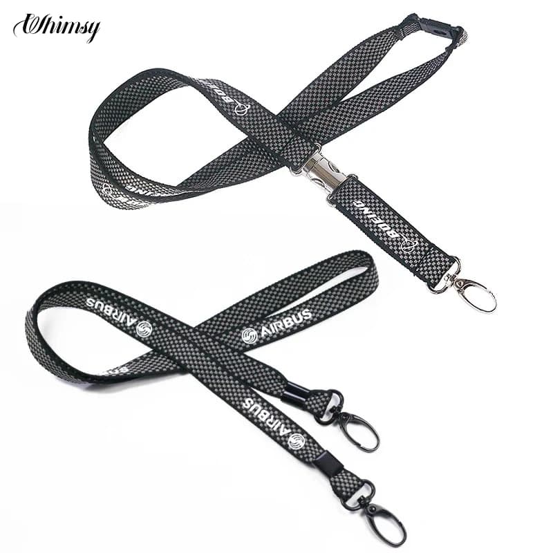 BOEING AIRUBS carbon fiber lanyard, mesh metal wide version, ID double hook lanyard unit chest card