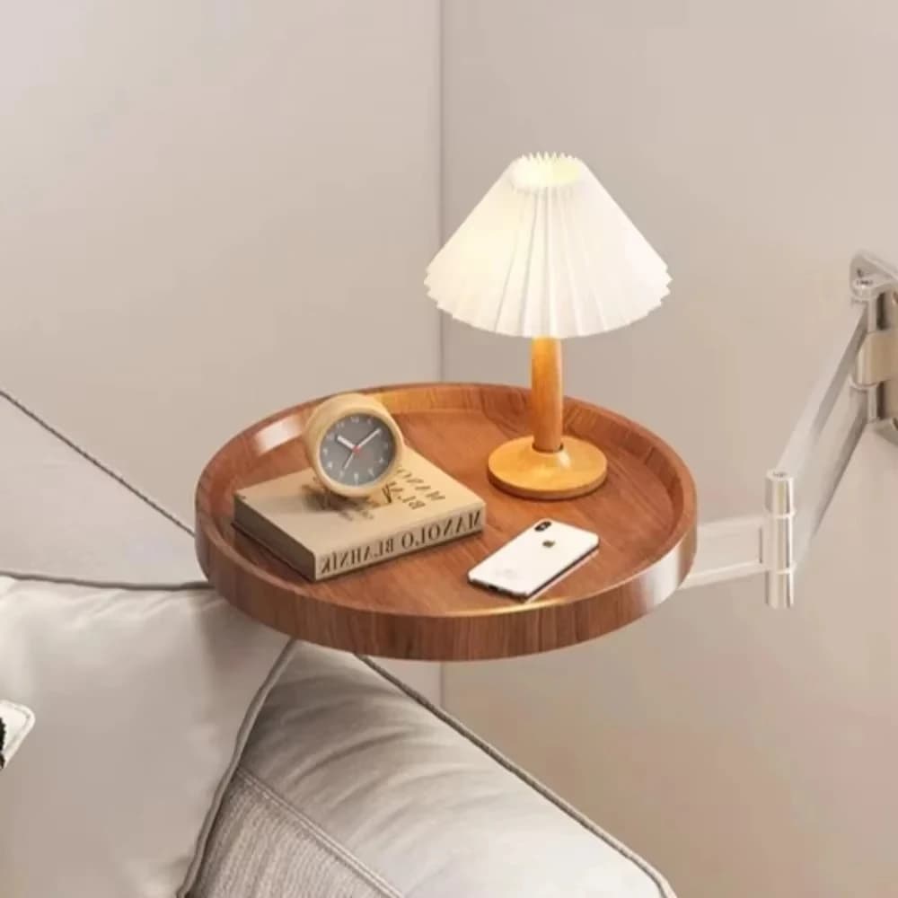 Foldable Coffee Table Small Round Table Home Bedroom Wall Mounted Bedside Storage Shelf Suspended Creative Floating Edge Tables