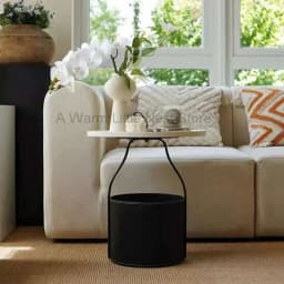 Sofa Side Mobile Round Coffee Table Bedroom Saddle Leather Bedside Cabinet Balcony Designer Hand Carry Storage Corner Table