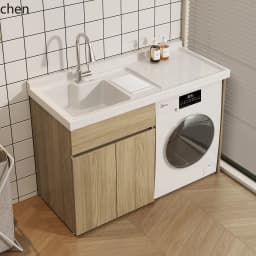 YXY Washing Machine Cabinet Integrated Balcony Laundry Sink Basin with Washboard Companion