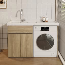 YXY Washing Machine Cabinet Integrated Balcony Laundry Sink Basin with Washboard Companion