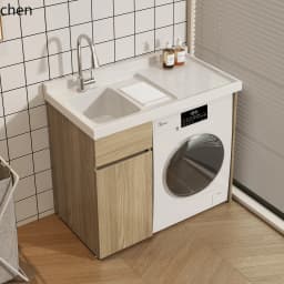 YXY Washing Machine Cabinet Integrated Balcony Laundry Sink Basin with Washboard Companion