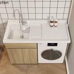 YXY Washing Machine Cabinet Integrated Balcony Laundry Sink Basin with Washboard Companion