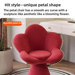 Creative Petals Vanity Stool Creamy Makeup Chair for Girl Modern Nail Salon Seat with Backrest Girly Aesthetic Bedroom Furniture