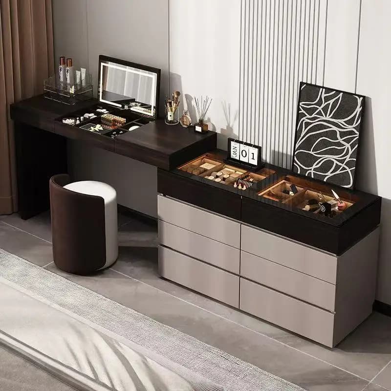 Italian Minimalist Vanity Table With Drawer Storage Bedroom Corner Vanity Table With Light Mirror Cool Meuble Chambre Furniture
