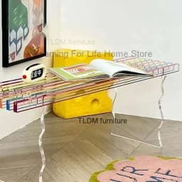 Nordic Acrylic Stools for Bedside Hallway Ottoman Rainbow Transparent Simple Creative Household Footstool for Bedroom