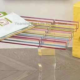 Nordic Acrylic Stools for Bedside Hallway Ottoman Rainbow Transparent Simple Creative Household Footstool for Bedroom