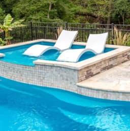 2PC Outdoor Deck Pool Lounge Chair Swimming Pool Garden Reclining Chair in Water Chaise Ledge Sun Lounger