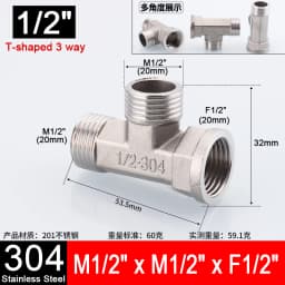 1-10pcs 1/2" 3/4" 304 Stainless Steel Connector Female Male Thread 2/3 Way Tee Type Reducing Elbow Adapter Union Coupler Fitting