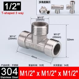 1-10pcs 1/2" 3/4" 304 Stainless Steel Connector Female Male Thread 2/3 Way Tee Type Reducing Elbow Adapter Union Coupler Fitting