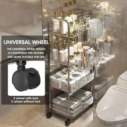 2/3/4Layers Light Luxury Storage Rack Trolley Transparent Acrylic Rolling Cart With Removable Hanging Baskets Snacks Bookshelf