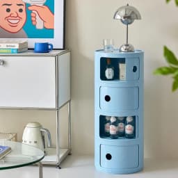 Nordic Bedside Cabinet Small Round Modern Plastic Storage Cabinet Narrow Cabinet Multi Layer Side Cabinet for Living Room