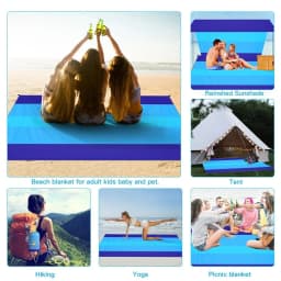 Beach Blanket, Waterproof and Sandproof Large 2-3 Adult Light Picnic Mat Travel Camping Hiking Beach Blanket