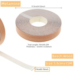 1.9cm/5cm x15M Hot Melt Adhesive Furniture Tape Melamine Edge Banding Strip/ Real Wood Pre Glued Veneer Sheet Cabinet Edge Decor