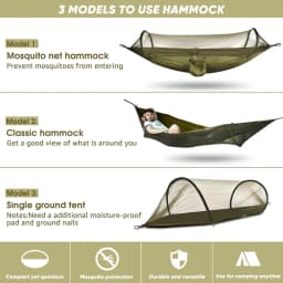 WESTTUNE Outdoor Camping Hammock with Mosquito Net Automatic Quick Opening Hanging Hammocks Fabric Hanging Sleeping Swing Bed