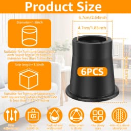 4/6Pcs Furniture Risers Heavy Duty Adjustable Bed Raising Desk Leg Chair Feet Lifts Non Slip Extenders for Table Sofa