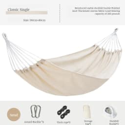 Double Hammock 200x150cm Load 500lbs Cotton Canvas Wear Resistant Anti-Rollover Swing for Outdoor Indoor Kids Adults Use