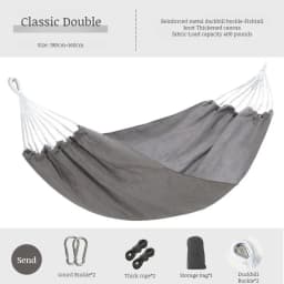 Double Hammock 200x150cm Load 500lbs Cotton Canvas Wear Resistant Anti-Rollover Swing for Outdoor Indoor Kids Adults Use