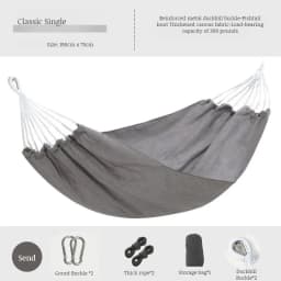 Double Hammock 200x150cm Load 500lbs Cotton Canvas Wear Resistant Anti-Rollover Swing for Outdoor Indoor Kids Adults Use