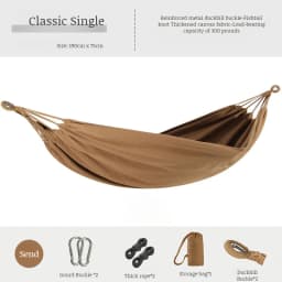 Double Hammock 200x150cm Load 500lbs Cotton Canvas Wear Resistant Anti-Rollover Swing for Outdoor Indoor Kids Adults Use