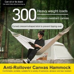 Double Hammock 200x150cm Load 500lbs Cotton Canvas Wear Resistant Anti-Rollover Swing for Outdoor Indoor Kids Adults Use