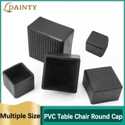 Black Square Silicone Chair Leg Caps PVC Soft Rubber Pipe Sleeve Tube Cap Non-slip Table Foot Dust Cover 10x10mm-45x75mm