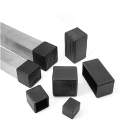Black Square Silicone Chair Leg Caps PVC Soft Rubber Pipe Sleeve Tube Cap Non-slip Table Foot Dust Cover 10x10mm-45x75mm
