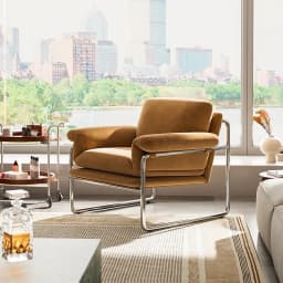 MOMO Bauhaus Antique Style Stainless Steel Designer Sofa Chair Living Room Home Balcony Leisure Recliner Negotiation Chair