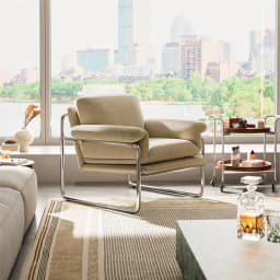 MOMO Bauhaus Antique Style Stainless Steel Designer Sofa Chair Living Room Home Balcony Leisure Recliner Negotiation Chair