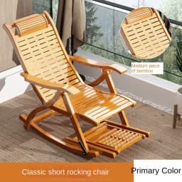 Folding Rocking Chair Lazy Lunch Break Balcony Lazy Leisure Nap Bamboo Easy Chair for Home Use Sillon Plegable Katlanabilir