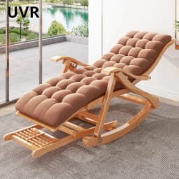 UVR Adult Recliner Folding Rocking Chair Living Room Armchair Bed Office Lunch Break Nap Backrest Stool Bamboo Chaise Longue