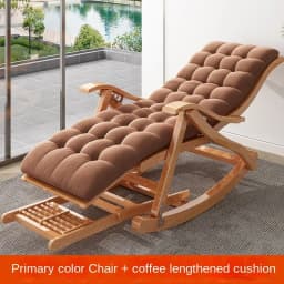 UVR Adult Recliner Folding Rocking Chair Living Room Armchair Bed Office Lunch Break Nap Backrest Stool Bamboo Chaise Longue