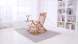 UVR Adult Recliner Folding Rocking Chair Living Room Armchair Bed Office Lunch Break Nap Backrest Stool Bamboo Chaise Longue