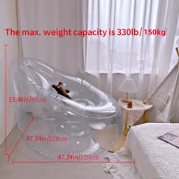 Transparent Inflatable Air Sofa Chair, Clear PVC Foldable Inflatable Single Sofa for Camping Traveling