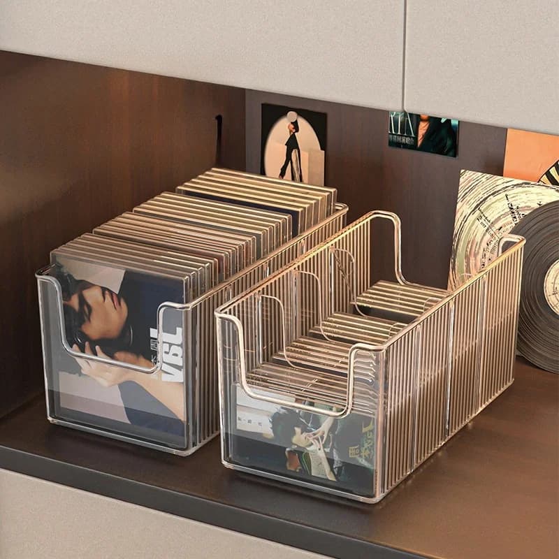 CD Record Storage Box Tray Cassette Collection Storage Compartment Acrylic Dust-proof Box with Lid Disc Album Storage New