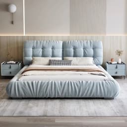 #For Modern Designer Cloud Bed High Quality Bedroom Furniture King Bed Frame Wholesale Home Upholstered Fabric Bed