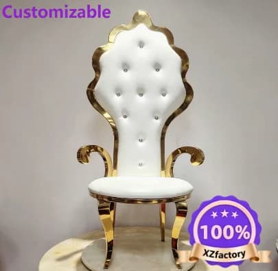 Top Rated Diamond Buckle High Back Wedding Site Bride Groom Sofa Queen Chair