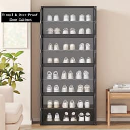 Shoe Rack-Shoe Storage Cabinet Vertical Shoe Organizer for Closet Entryway Corner Bedroom- Stackable DIY Narrow Shoe Shelv