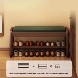 Space-Saving Bench with Shoe Rack, Entryway Storage Organizer & Seating Stool, 2025 New Model Easy Assemble Long Shoe Shelf