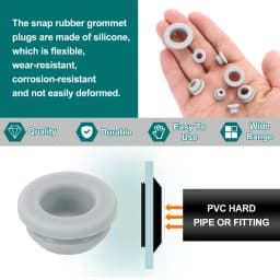 12pcs Rubber Grommets Snap Firewall Hole Plug Anti-Scratch Hole Cover Plug for Electrical Box Cable Wiring Gray