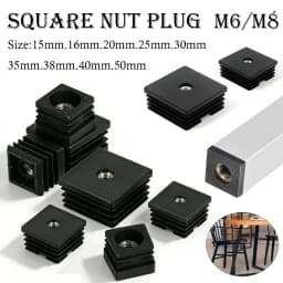 4-20pcs Plastic Square Pipe Plugs with M6 M8 Nut Hole, Blanking End Caps for Tube Furniture Leg Feet, Cover Inserts M6 M8