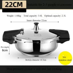 304 Stainless Steel Pressure Cooker Mini Pressure Pot Outdoor Quick Cooking Pot for Induction Ceramic Stove Gas Heating
