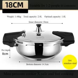 304 Stainless Steel Pressure Cooker Mini Pressure Pot Outdoor Quick Cooking Pot for Induction Ceramic Stove Gas Heating
