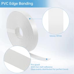 3m 7.6m 15.2m Gloss White Hot Melt Adhesive PVC Edge Banding Pre-glued Veneer Edging for Plywood Table / Cabinet