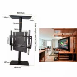 360° Rotating TV Cabinet Stand Heavy Duty Height Adjustable 80-100cm for 26-72" TVs Partition Wall Cold Rolled Steel