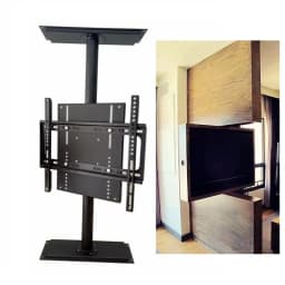 360° Rotating TV Cabinet Stand Heavy Duty Height Adjustable 80-100cm for 26-72" TVs Partition Wall Cold Rolled Steel